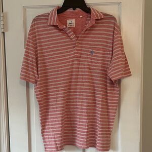 Johnnie-O Coral and White Striped Polo - New without Tags